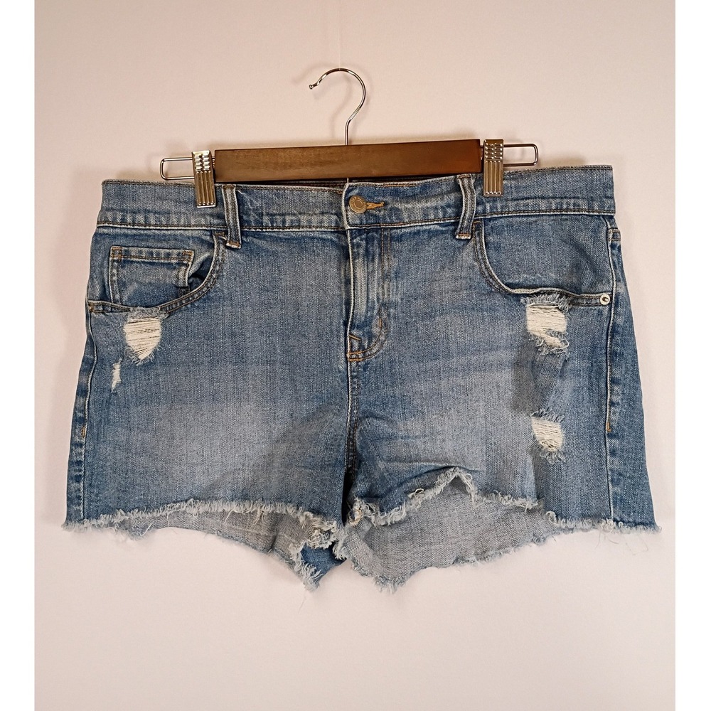Distressed Old Navy Womens 12 Light Blue Boyfriend Cutoff Denim Shorts